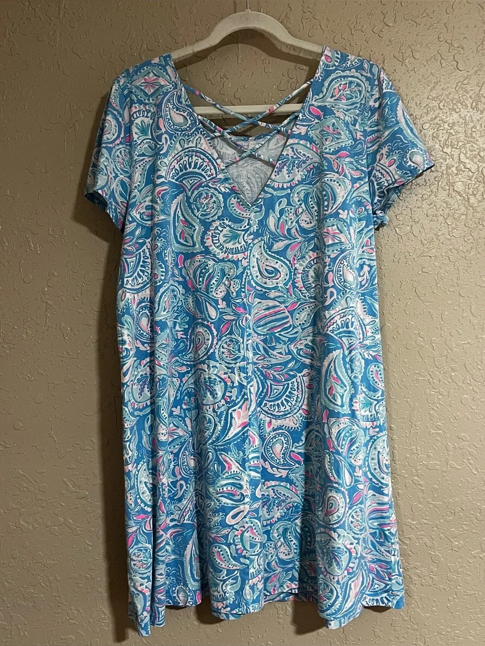Lilly Pulitzer Kimi Swing T-Shirt Dress Zanzibar Blue Fish Kiss Print Size XXL - Picture 4 of 5